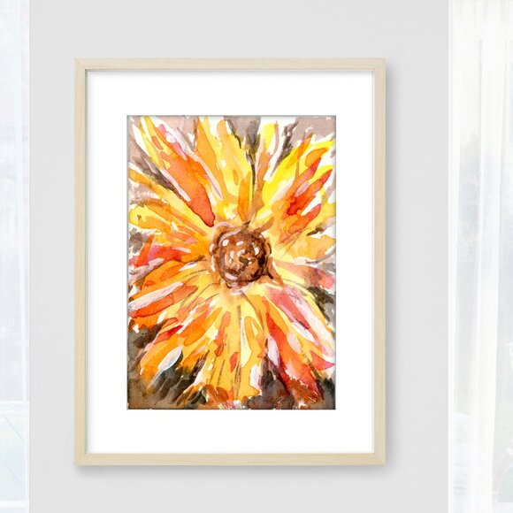Sunflower Watercolor - Original Art Unmatted ACEO or ATC watercolor - Picture 4 of 4